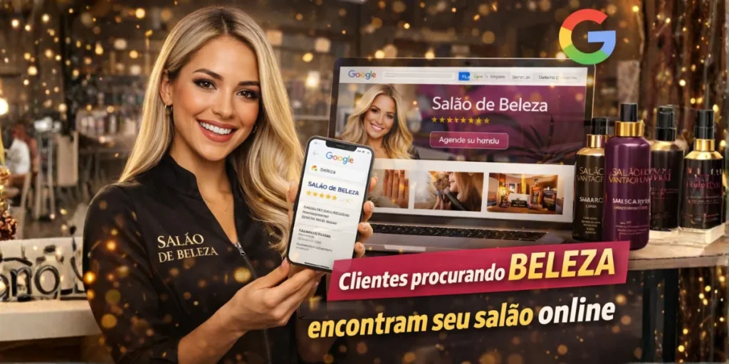 Muitos salões de beleza perdem clientes todos os dias porque quando alguém procura por serviços de beleza na internet, não encontram o estabelecimento. Clientes pesquisam “salão de beleza perto de mim” ou “cabeleireiro com horário disponível” e acabam escolhendo concorrentes que aparecem primeiro nos resultados do Google.