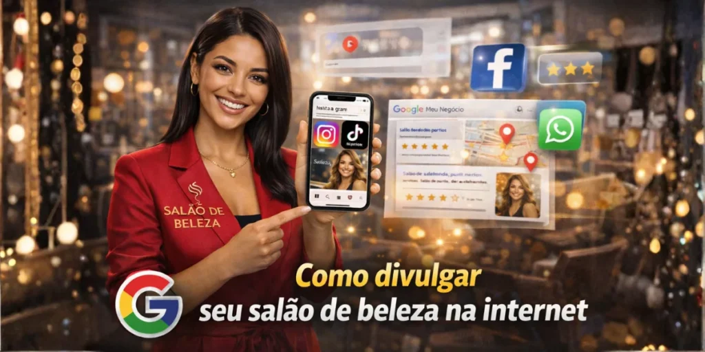 Muitos donos de salão de beleza enfrentam dificuldade para divulgar seu salão de beleza na internet e acabam dependendo apenas de indicações ou posts que desaparecem rapidamente no Instagram. Sem uma estratégia eficiente, o salão fica invisível para clientes que buscam serviços de cabelo, unhas e estética todos os dias no Google e nas redes sociais.