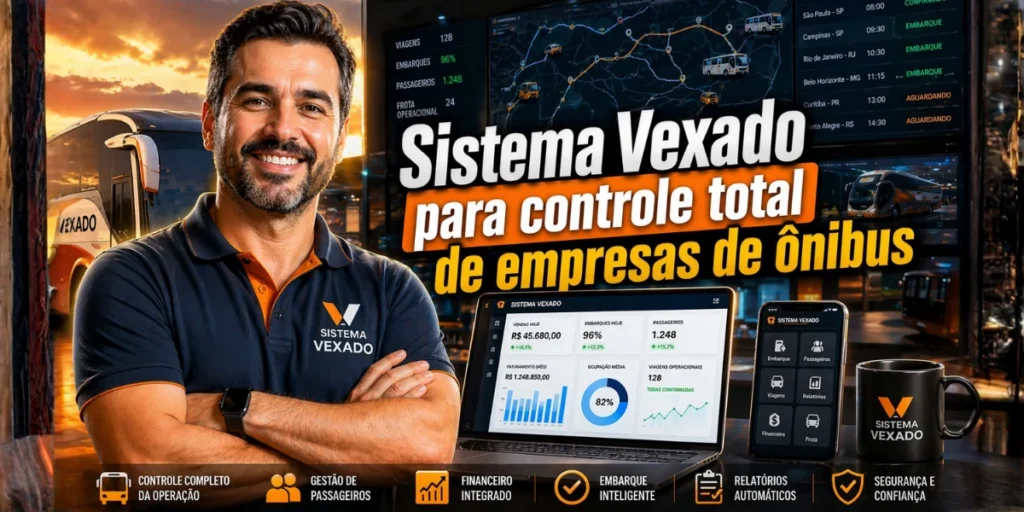 Sua empresa de ônibus ainda opera sem controle total sobre poltronas, vendas, faturamento e comissões? Overbooking, dúvida sobre o que realmente foi vendido e dificuldade para ter uma visão clara da operação são problemas comuns que geram prejuízo e estresse diário. Sem um sistema robusto, fica impossível alcançar eficiência e crescimento sustentável.